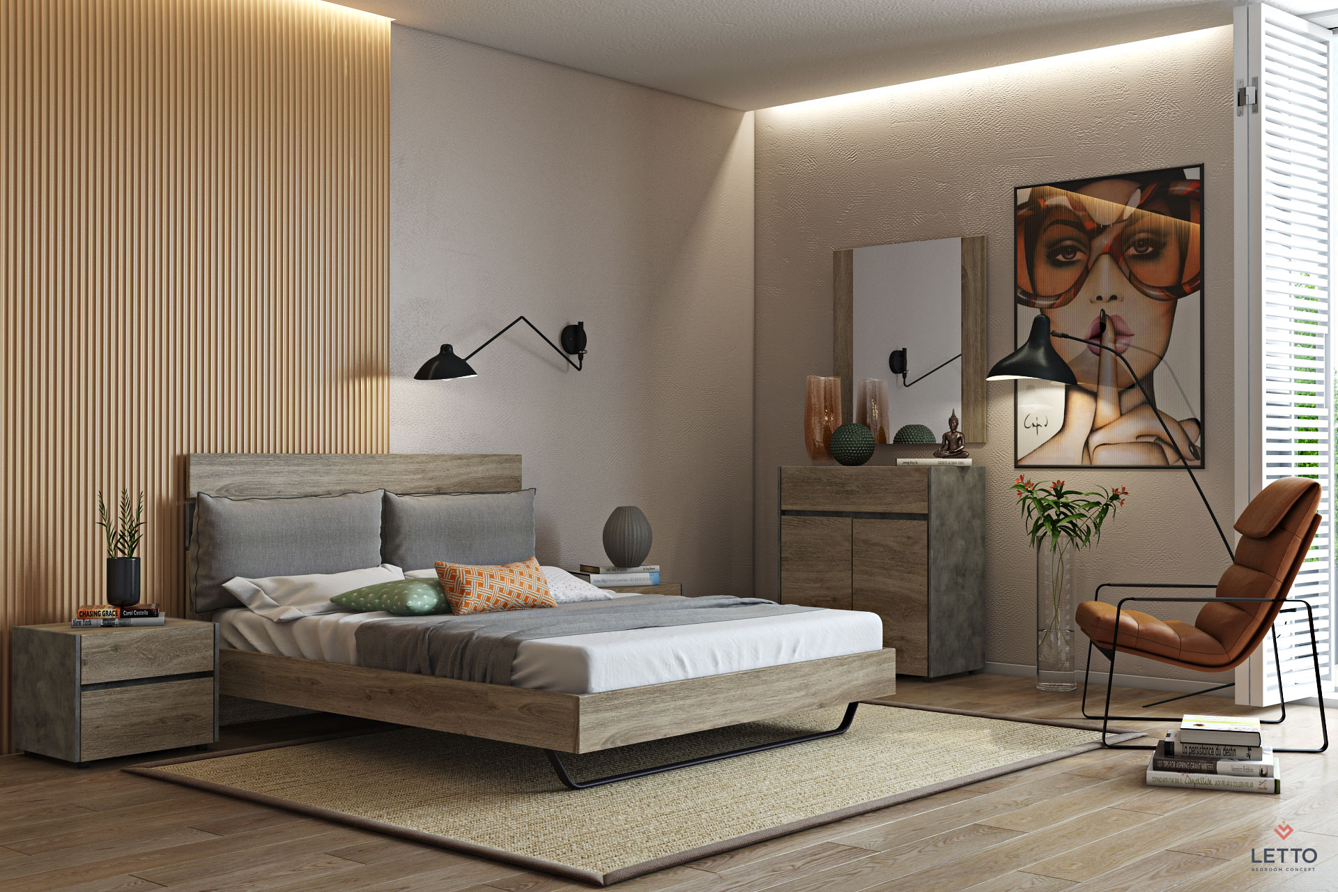 krevati komodina joy collection cashmeregreyoak letto 01
